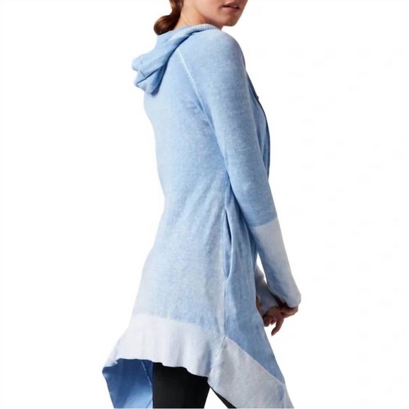 BLANC NOIR huntress cardigan in ballad blue M 100% cotton thumb holes - Picture 3 of 10